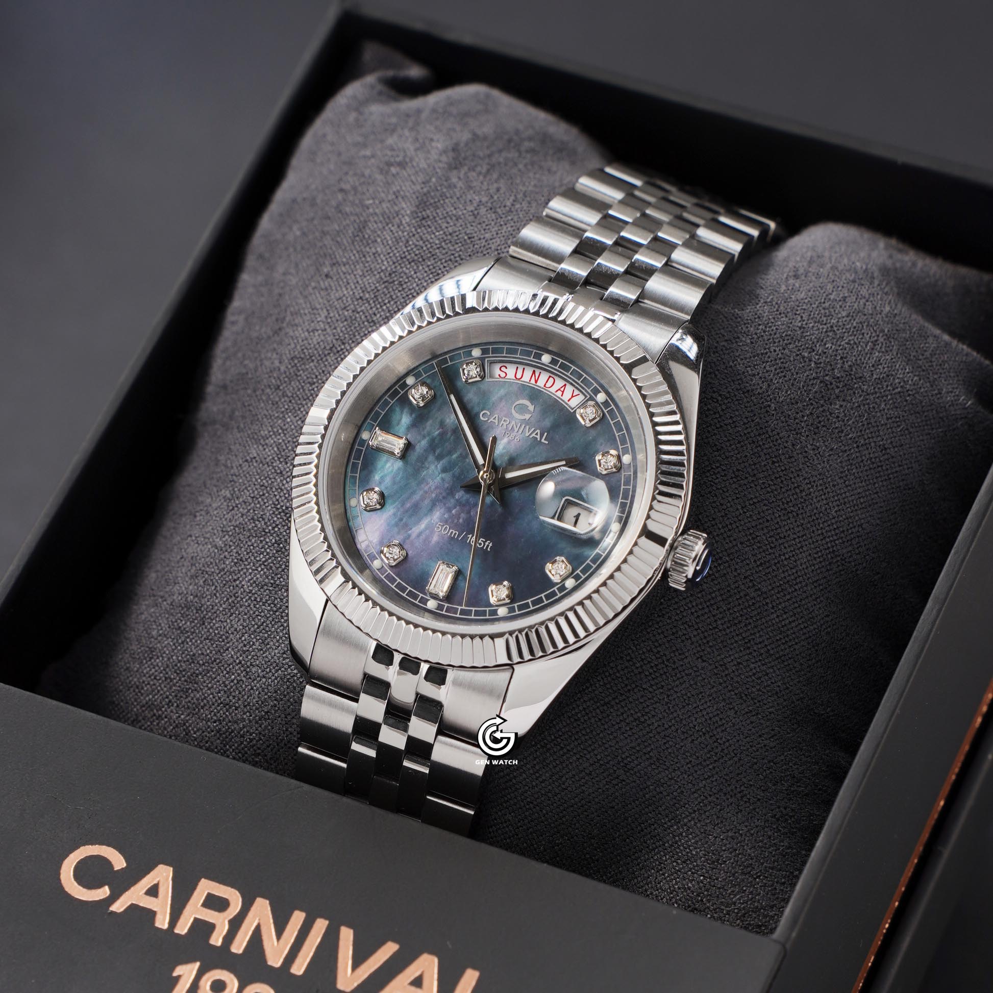 ĐỒNG HỒ NAM CARNIVAL 8190G VT DK QUARTZ 40MM ( XÀ CỪ ĐEN )