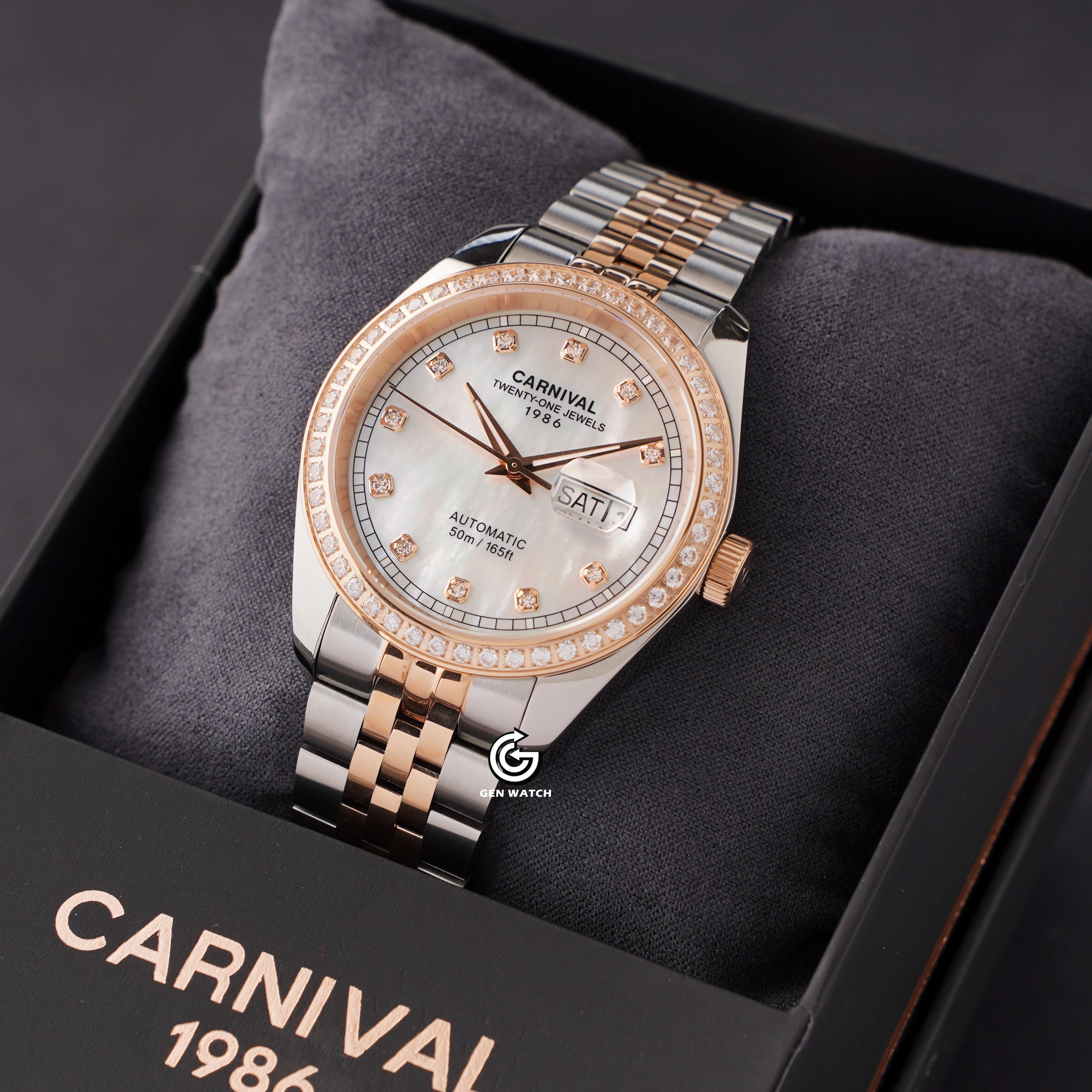 ĐỒNG HỒ NAM CARNIVAL 8131G2 CH TK AUTOMATIC 41MM ( XÀ CỪ TRẮNG )