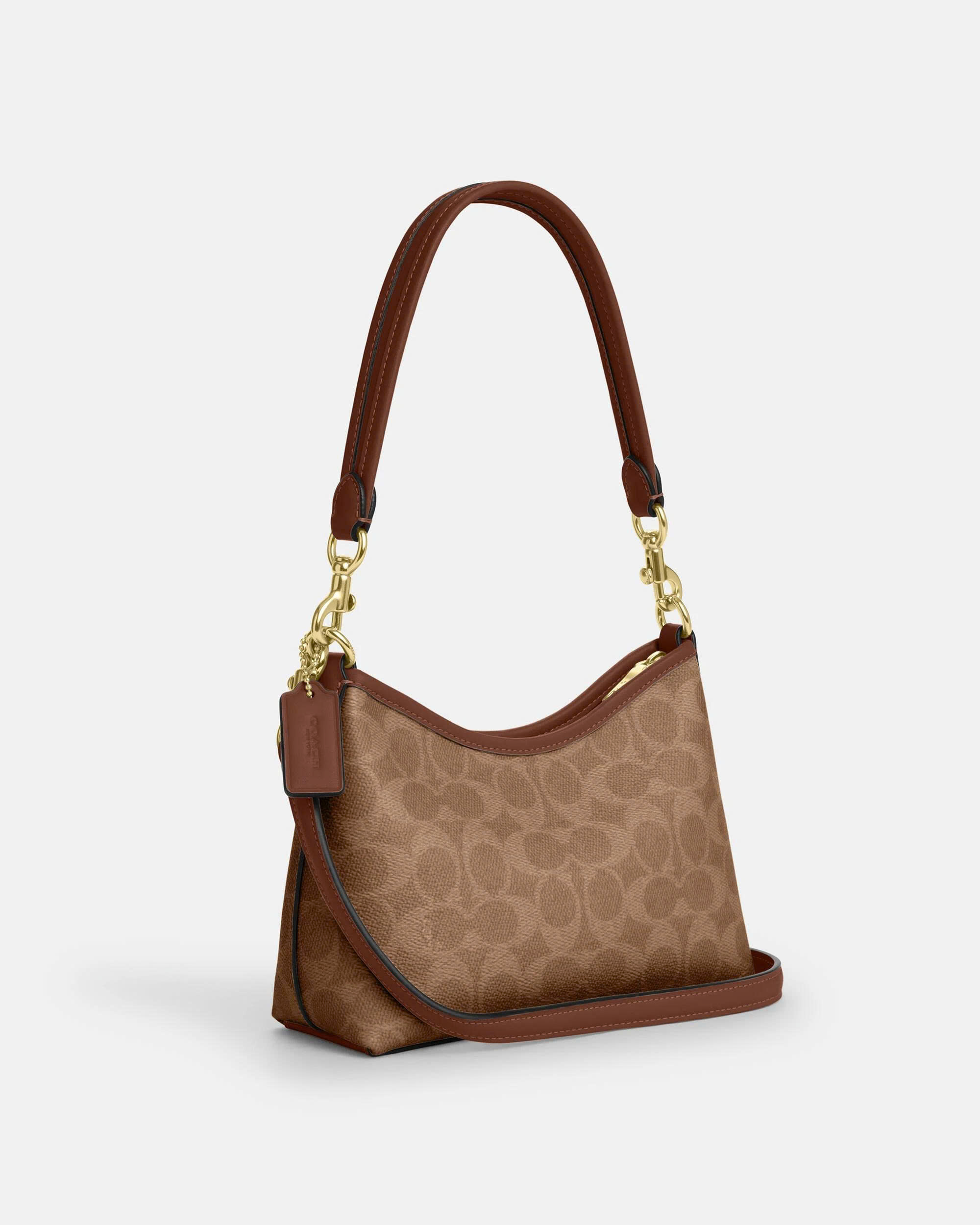 COACH CBH15 LAUREL SMALL SHOULDER BAG IN SIGNATURE CANVAS - BROWN