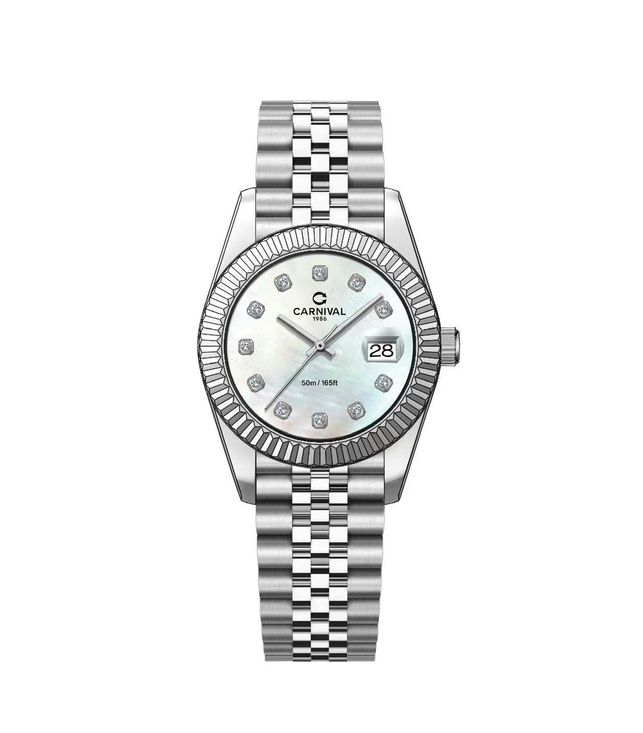 ĐỒNG HỒ NỮ CARNIVAL 8250L VT TK QUARTZ 30MM ( XÀ CỪ TRẮNG )