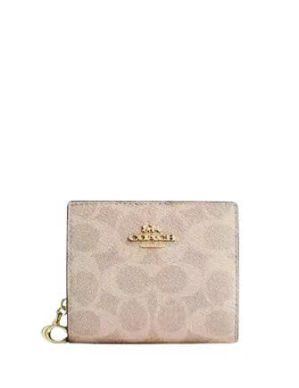 COACH CW789 SNAP WALLET IN SIGNATURE CANVAS - SAND