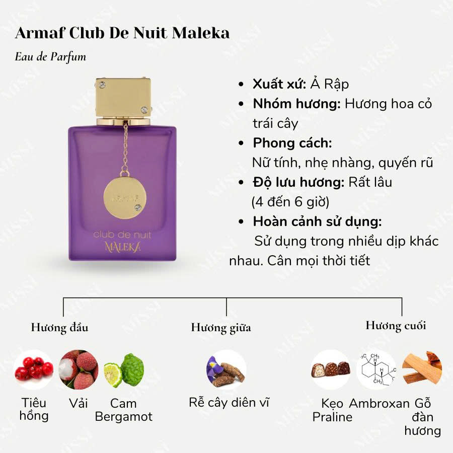 NƯỚC HOA NỮ ARMAF CLUB DE NUIT MALEKA EDP 105ML