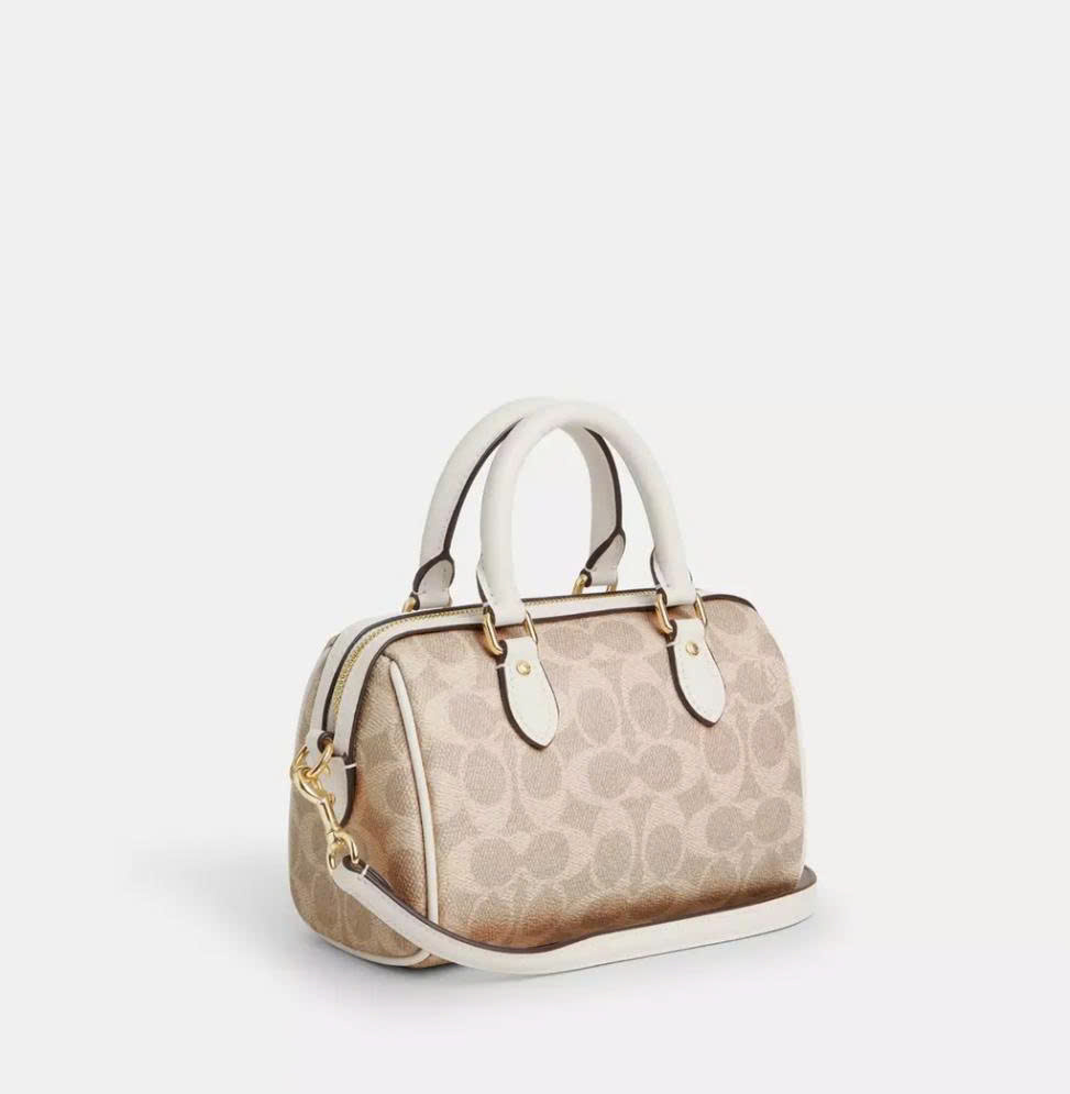 COACH CW329 MINI ROWAN CROSSBODY BAG IN SIGNATURE CANVAS - SAND/CHALK