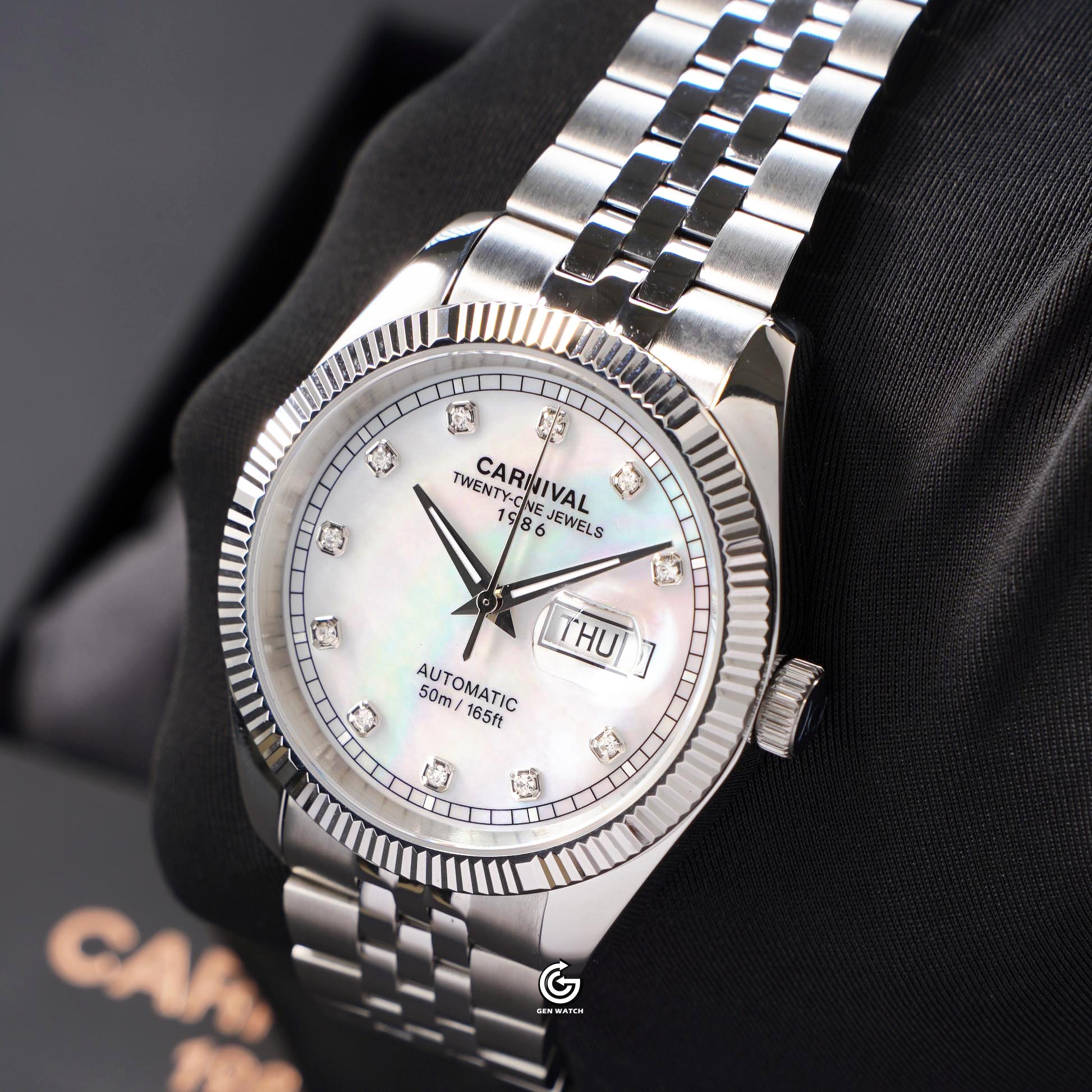 ĐỒNG HỒ NAM CARNIVAL 8131G VT TK AUTOMATIC 40MM ( XÀ CỪ TRẮNG )