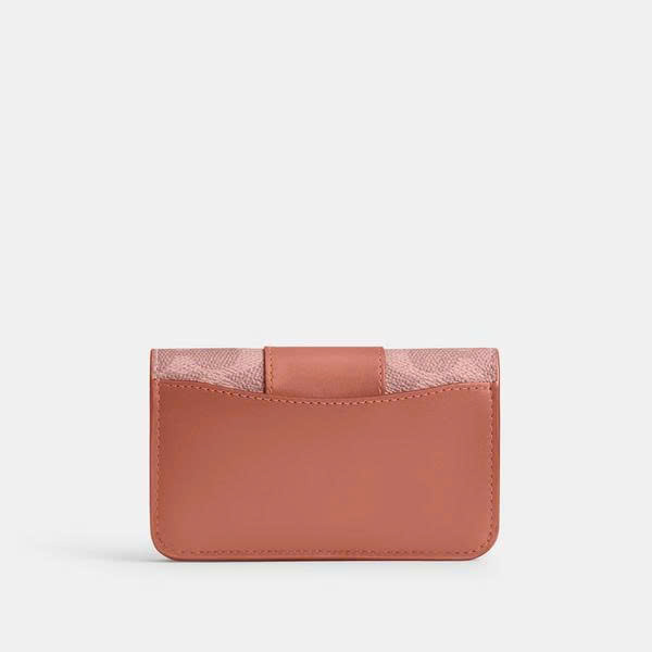 COACH CR542 ESSENTIAL SLIM CARD CASE IN SIGNATURE CANVAS - PINK