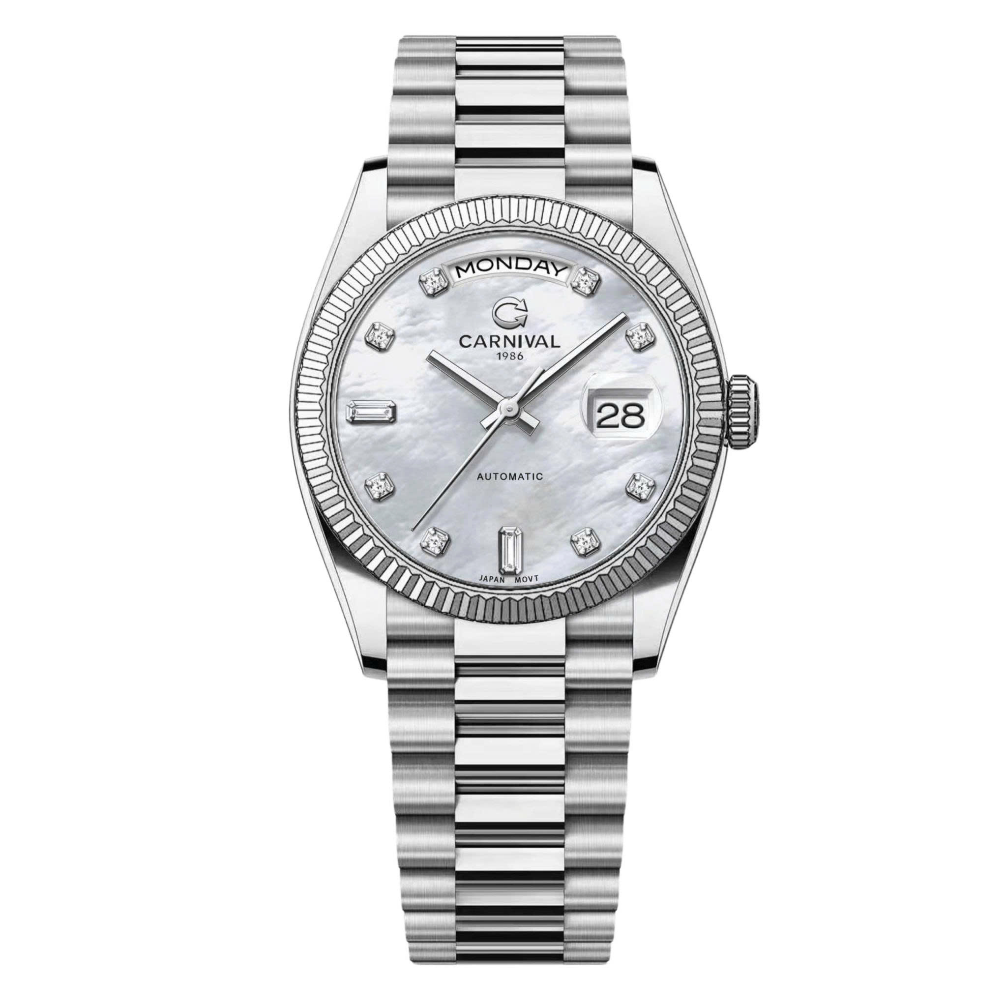 ĐỒNG HỒ NAM CARNIVAL 8239G VT TK AUTOMATIC 38MM ( XÀ CỪ TRẮNG )