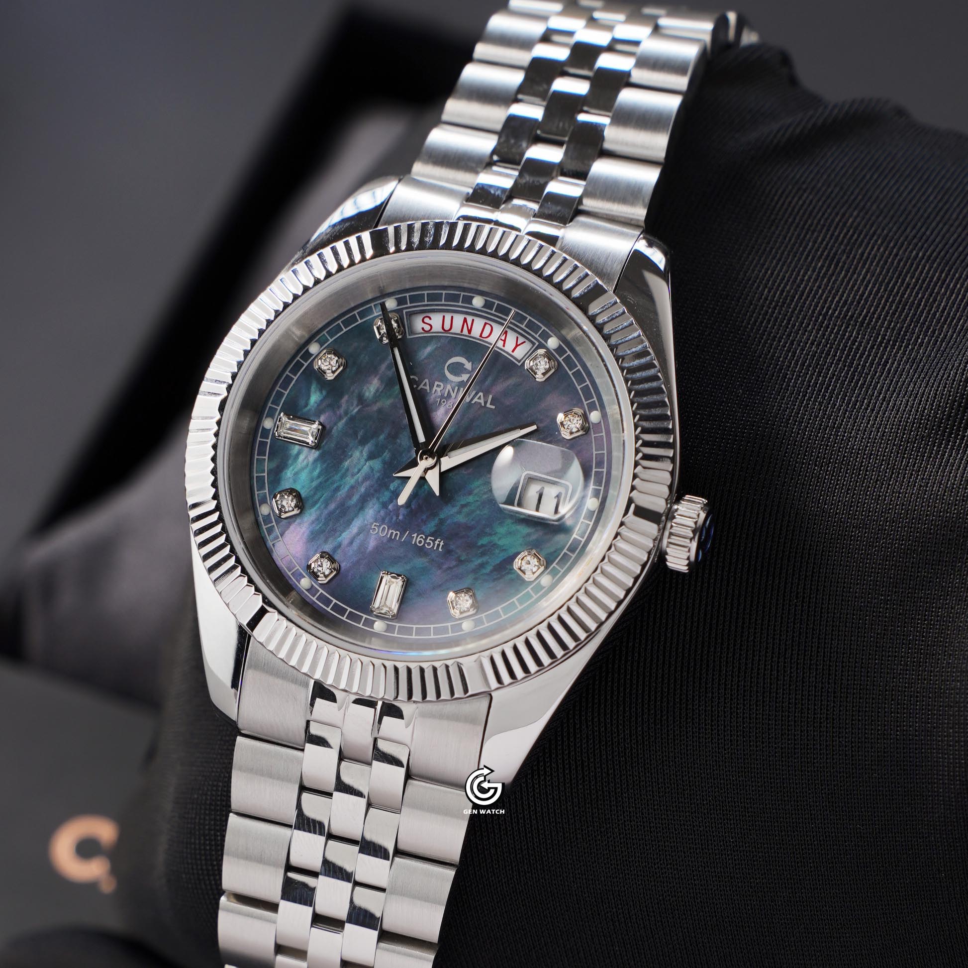 ĐỒNG HỒ NAM CARNIVAL 8190G VT DK QUARTZ 40MM ( XÀ CỪ ĐEN )