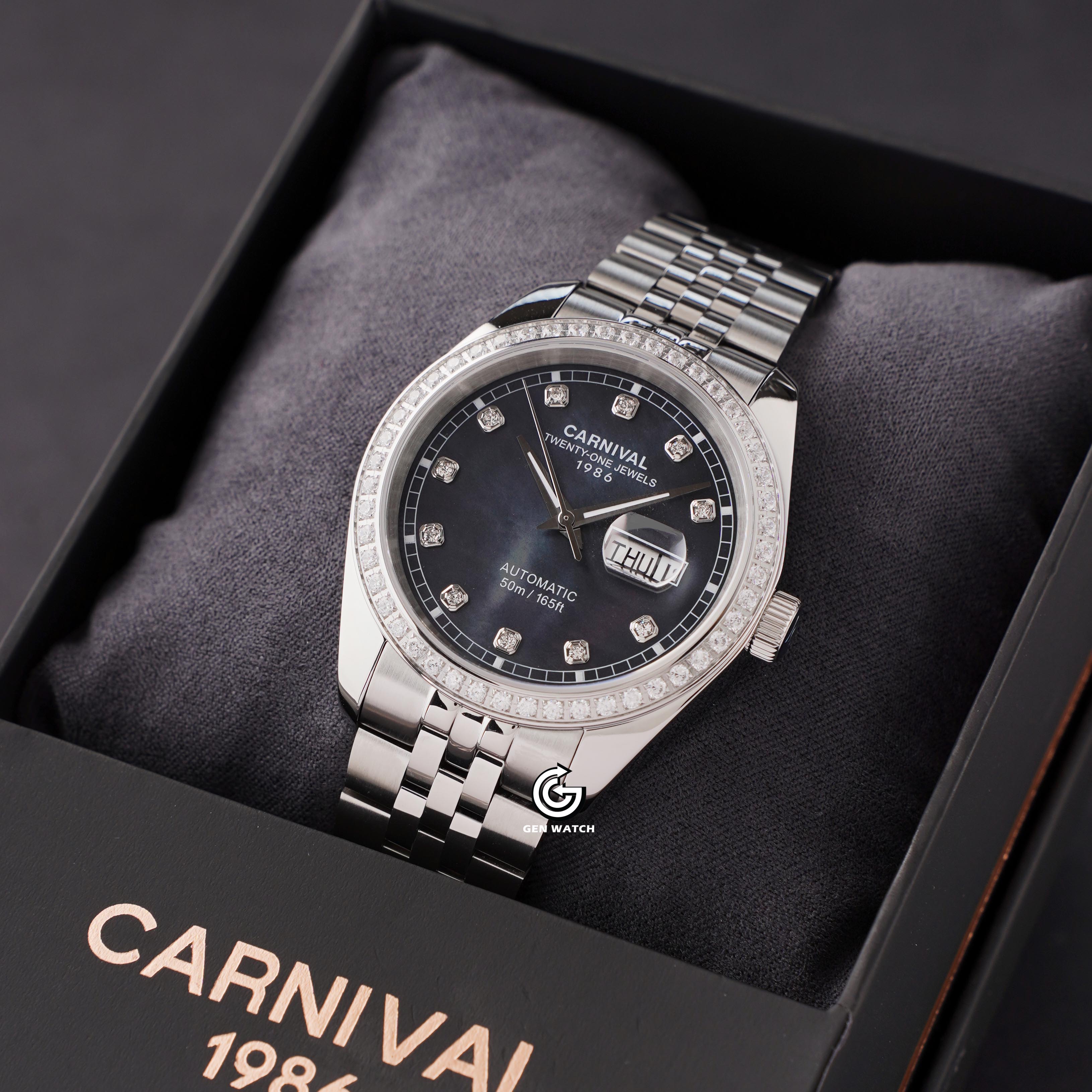 ĐỒNG HỒ NAM CARNIVAL 8131G2 VT DK AUTOMATIC 41MM ( XÀ CỪ ĐEN )