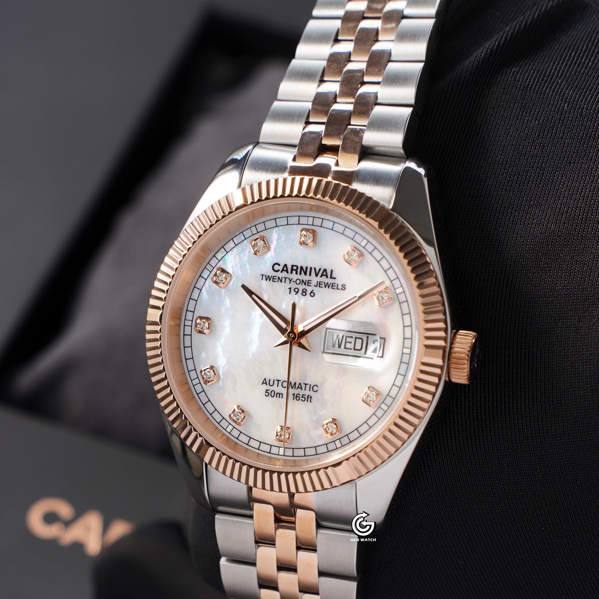 ĐỒNG HỒ NAM CARNIVAL 8131G CH TK AUTOMATIC 40MM ( XÀ CỪ TRẮNG )