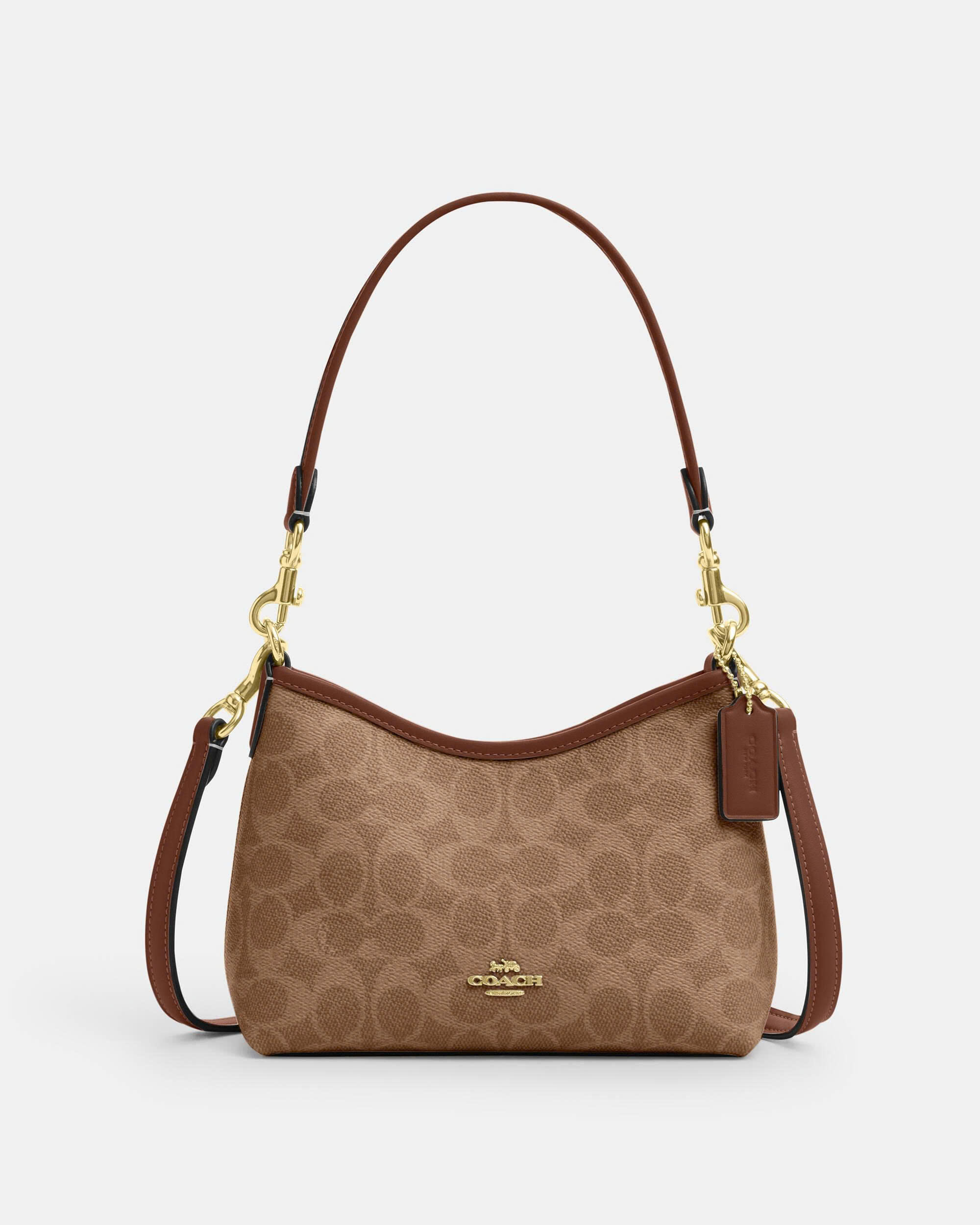 COACH CBH15 LAUREL SMALL SHOULDER BAG IN SIGNATURE CANVAS - BROWN