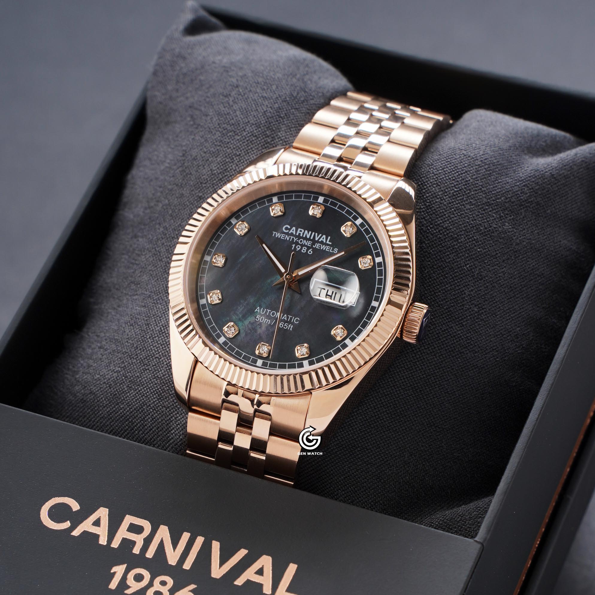 ĐỒNG HỒ NAM CARNIVAL 8131G VH DK AUTOMATIC 40MM ( XÀ CỪ ĐEN )