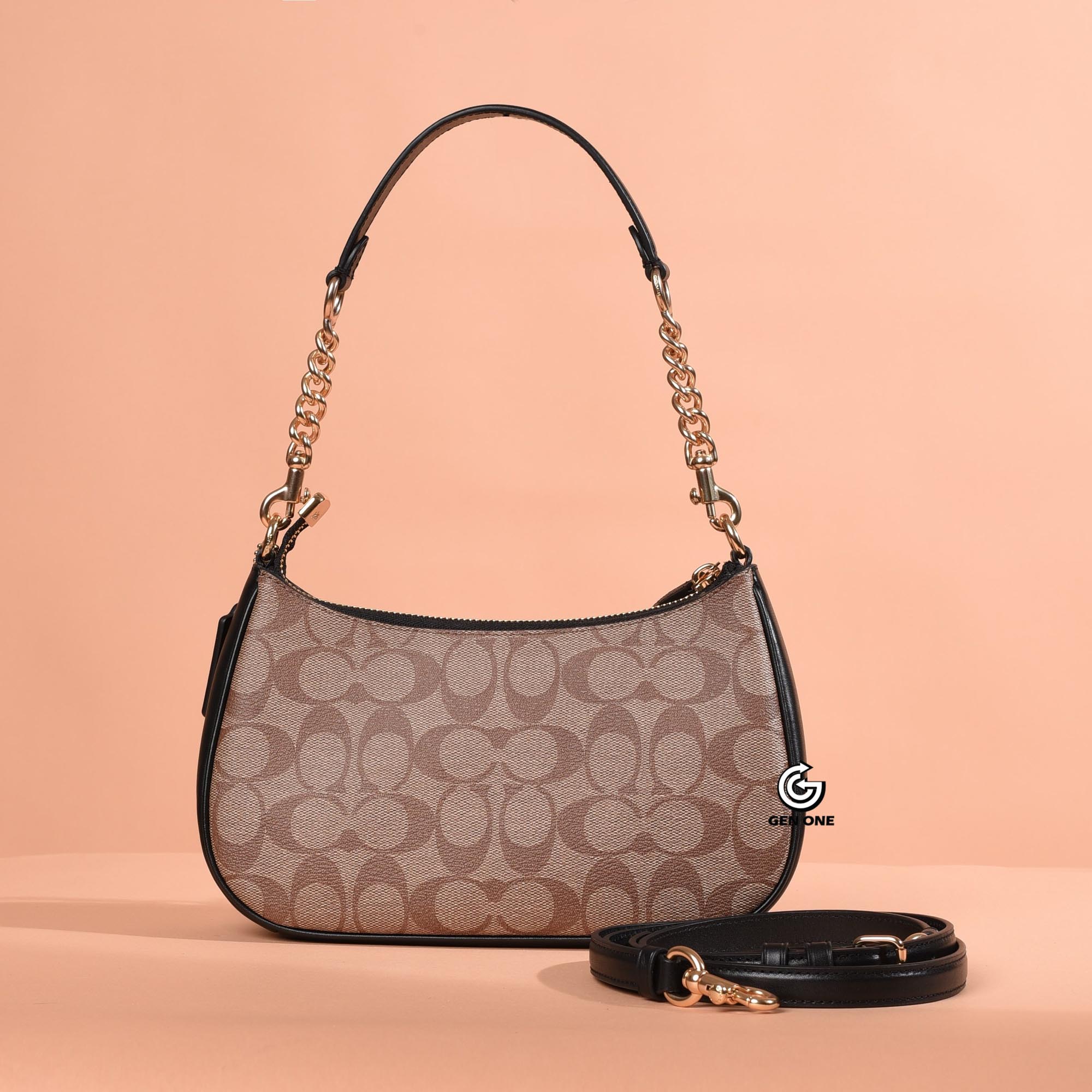 COACH CA548 TERI BAG - KHAKI / BLACK