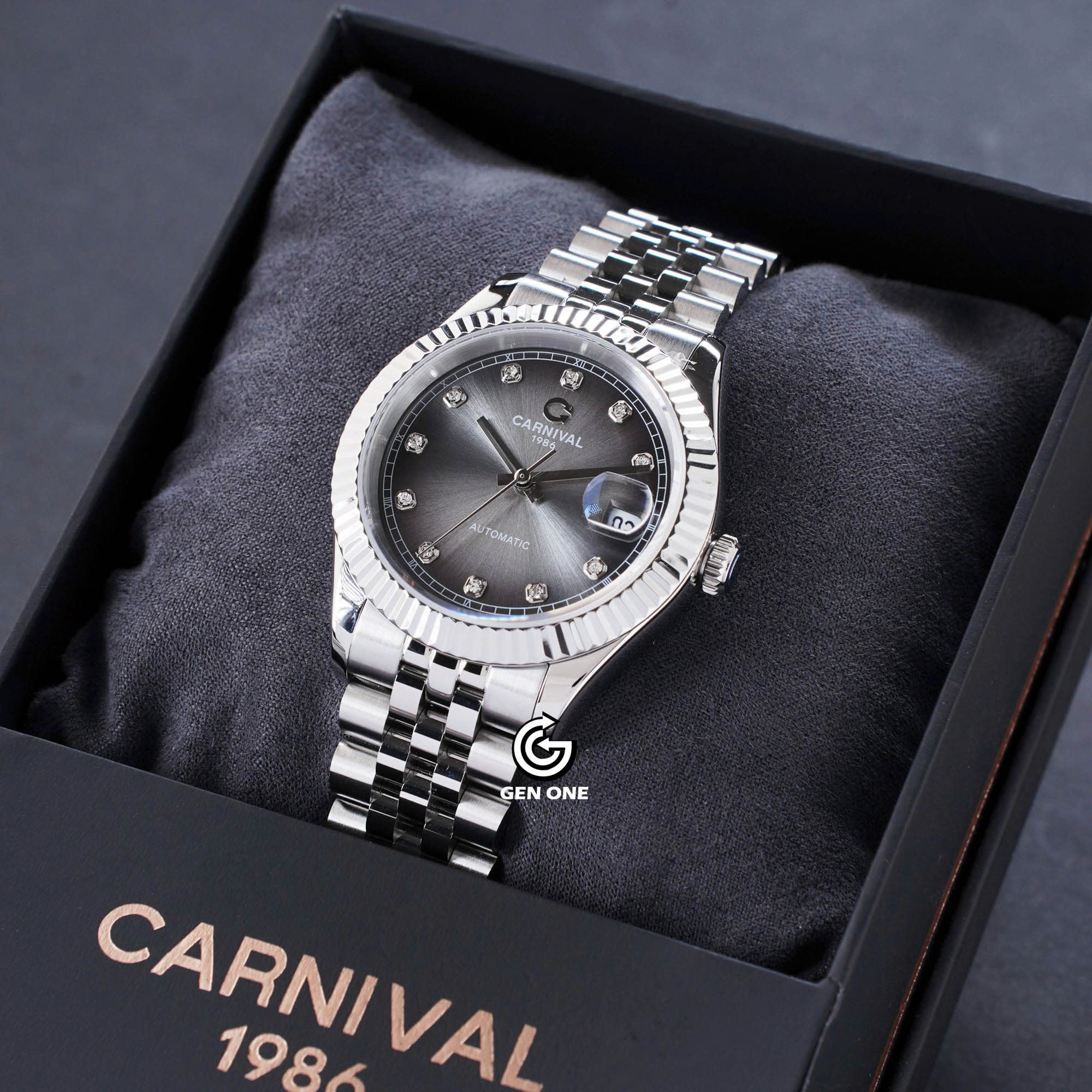 ĐỒNG HỒ NAM CARNIVAL 8250G VT XAM AUTOMATIC 38MM