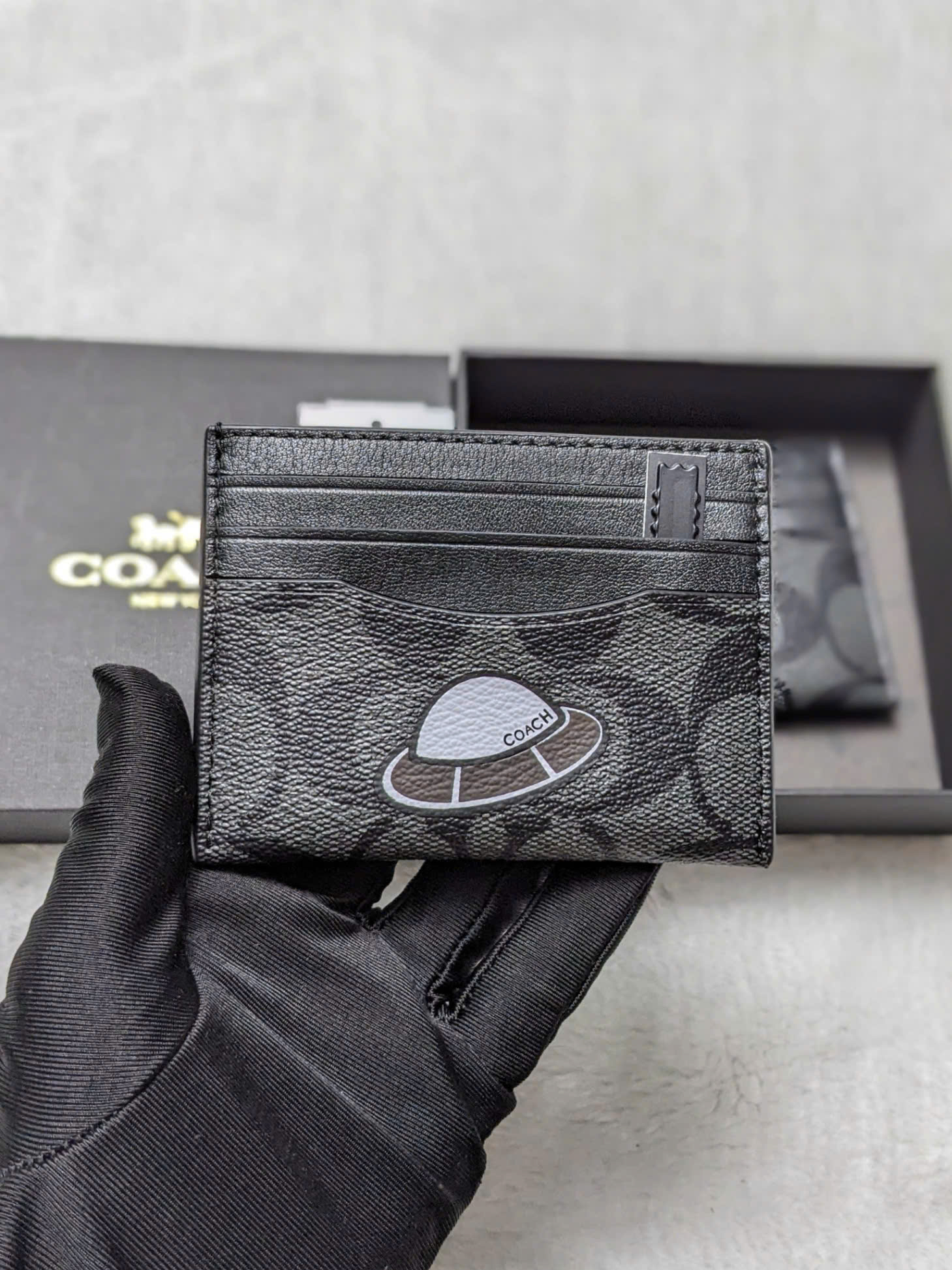 COACH F29295 ID CARD MINI UFO CANVAS - BLACK