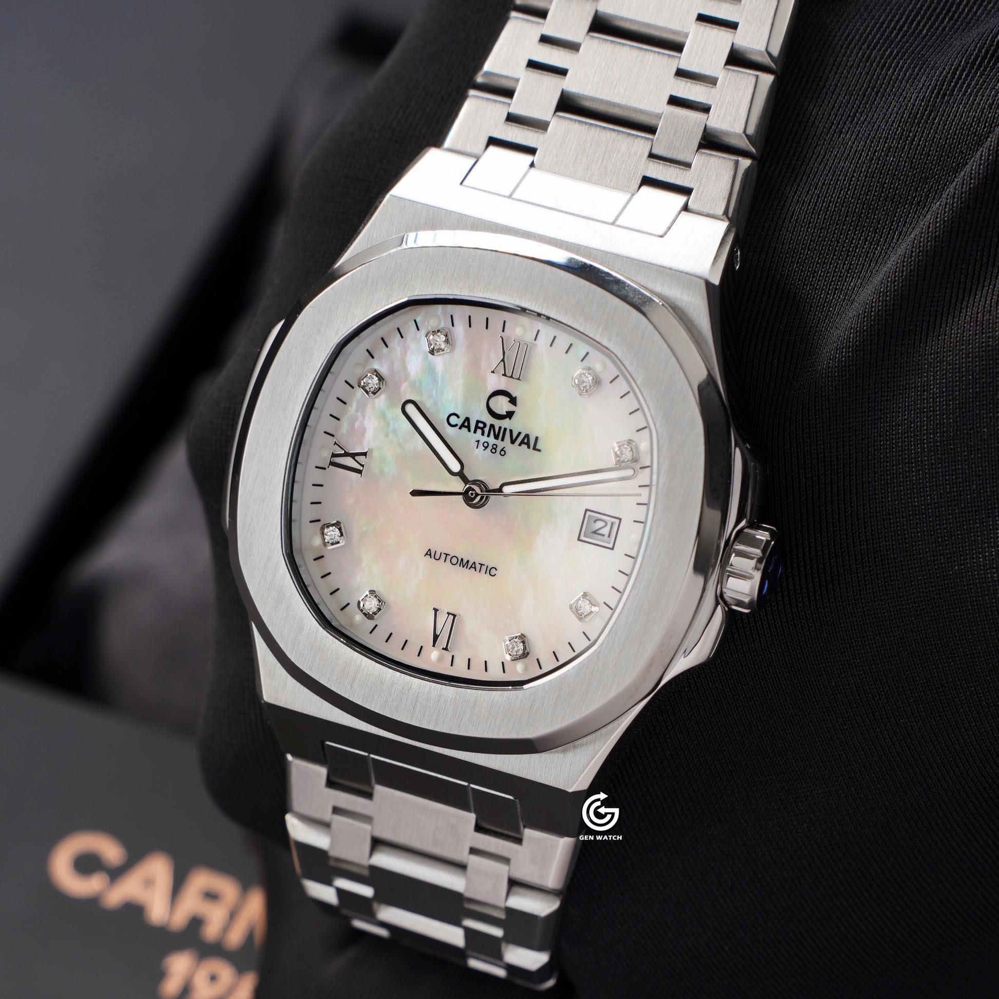 ĐỒNG HỒ NAM CARNIVAL 8160G VT TK AUTOMATIC 41MM ( XÀ CỪ TRẮNG )