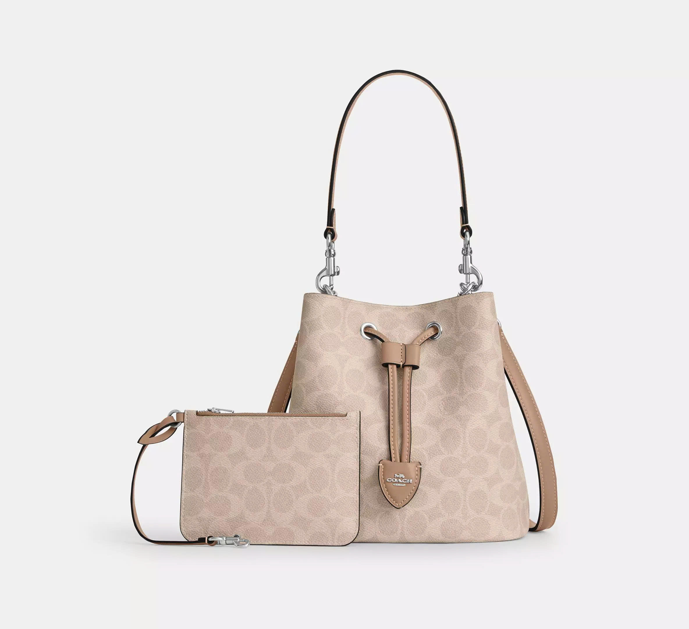 COACH FCBH07 ROWAN BUCKET BAG IN SIGNATURE CANVAS - BEIGE