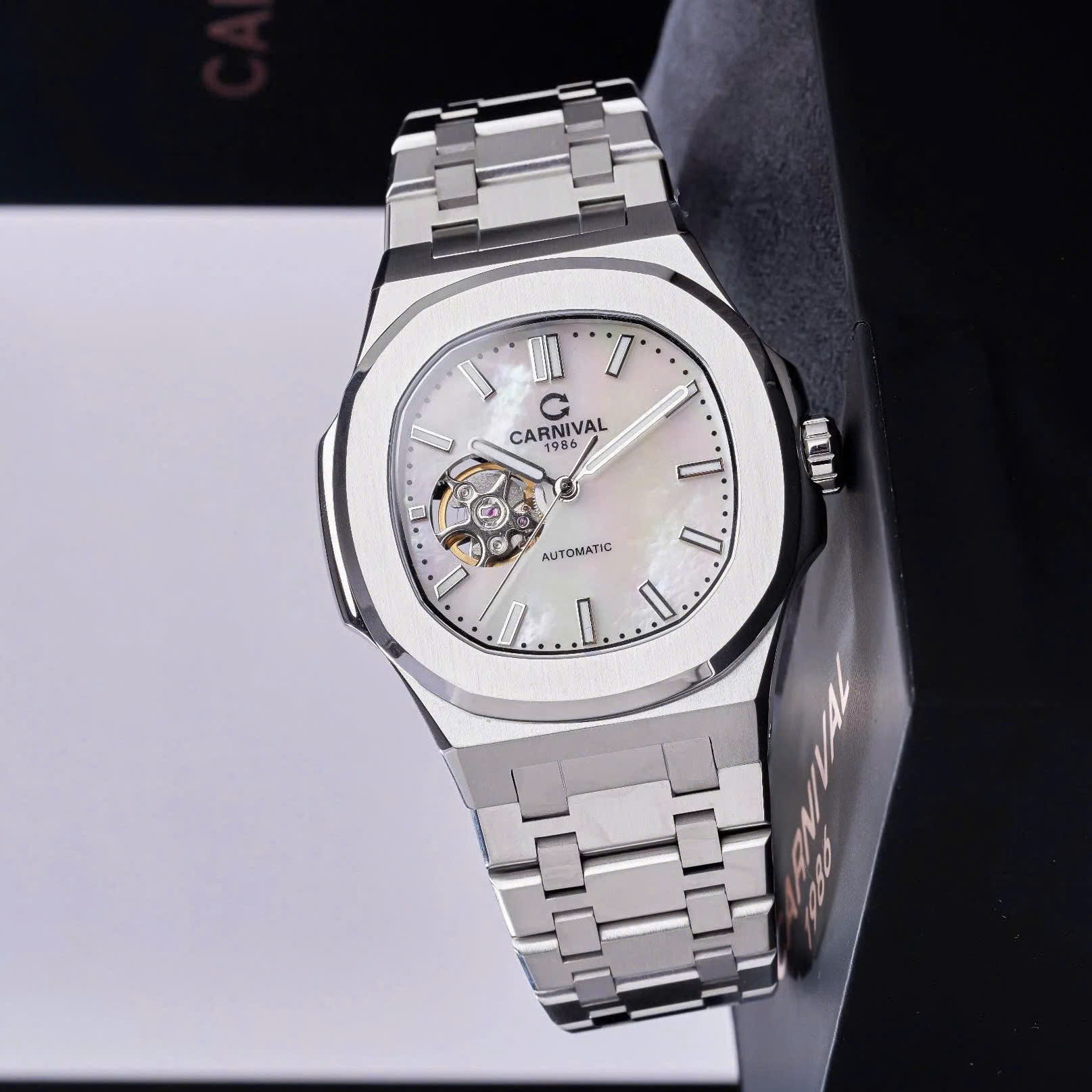 ĐỒNG HỒ NAM CARNIVAL 8128G VT TK AUTOMATIC 41MM ( XÀ CỪ TRẮNG )