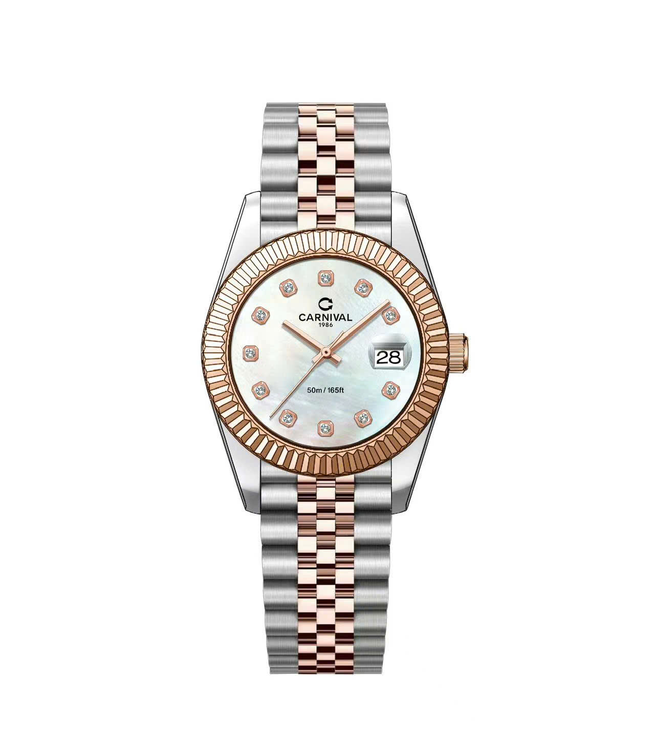 ĐỒNG HỒ NỮ CARNIVAL 8250L CH TK QUARTZ 30MM ( XÀ CỪ TRẮNG )