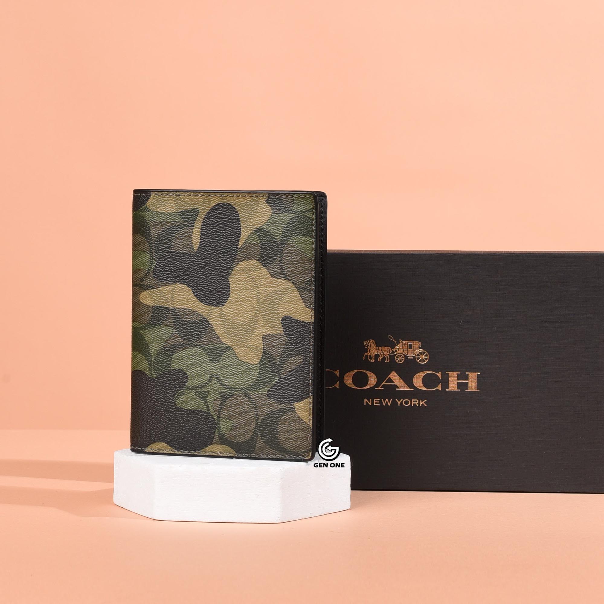 COACH CM032 CAMO CANVAS PASSPORT WALLET - CAMO
