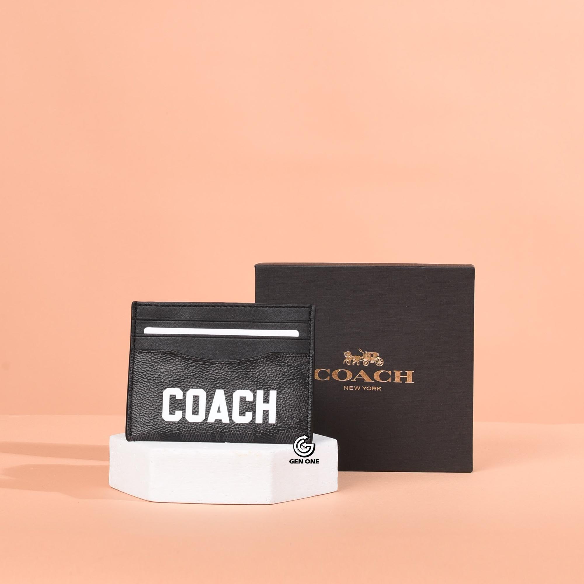 COACH CP276 GRAPHIC CANVAS SLIMD ID CARD - BLACK