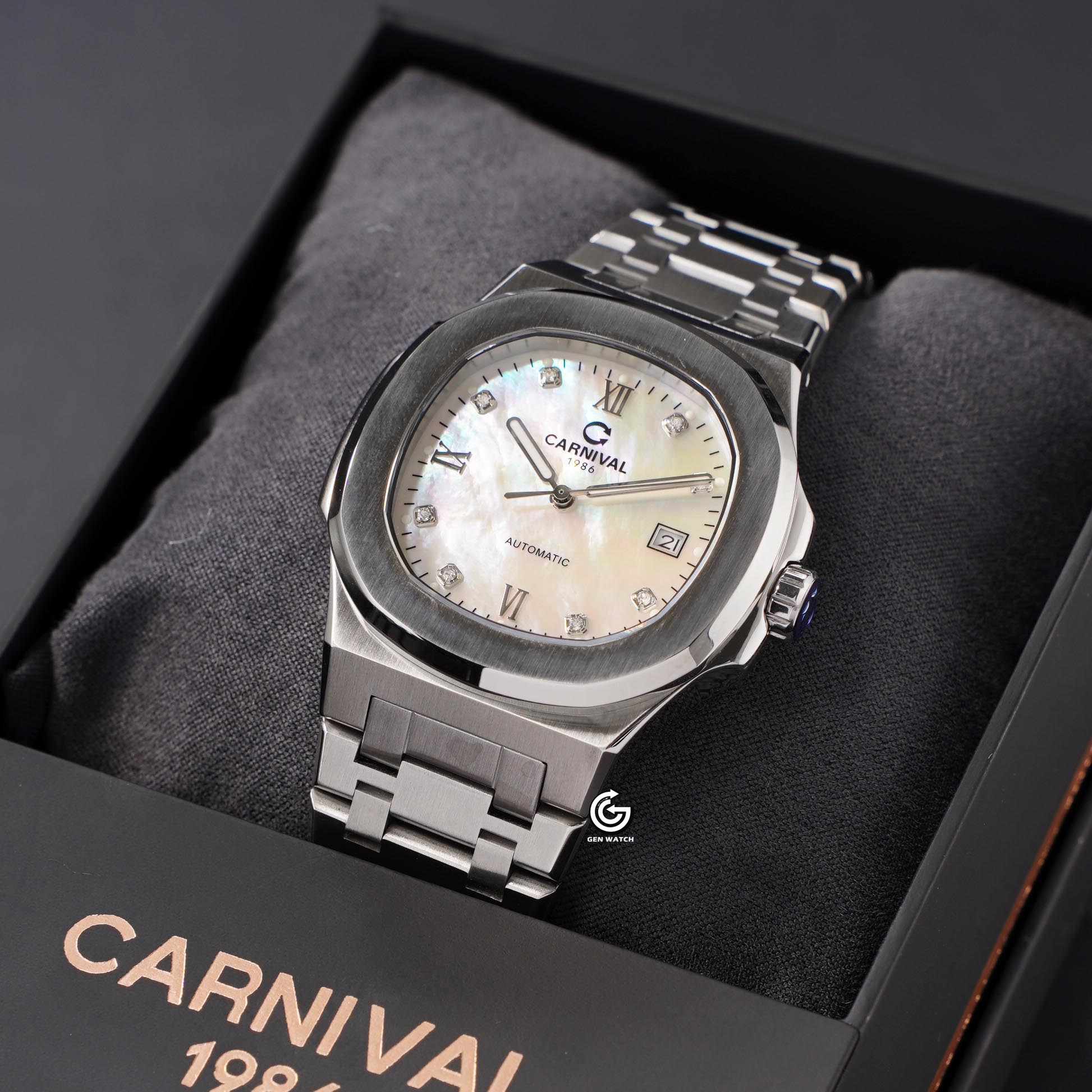 ĐỒNG HỒ NAM CARNIVAL 8160G VT TK AUTOMATIC 41MM ( XÀ CỪ TRẮNG )