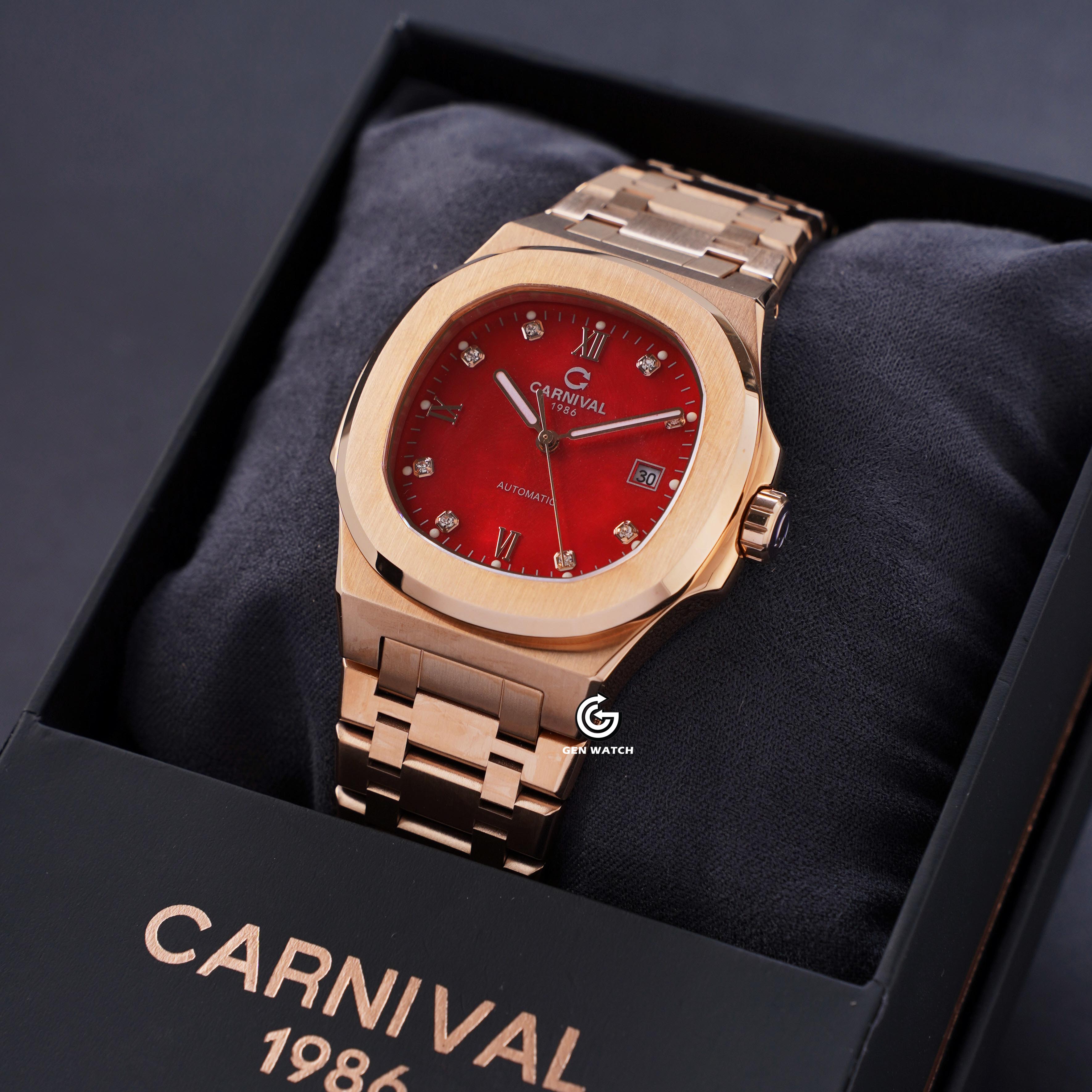 ĐỒNG HỒ NAM CARNIVAL 8160G VH DK AUTOMATIC 41MM ( XÀ CỪ ĐỎ )