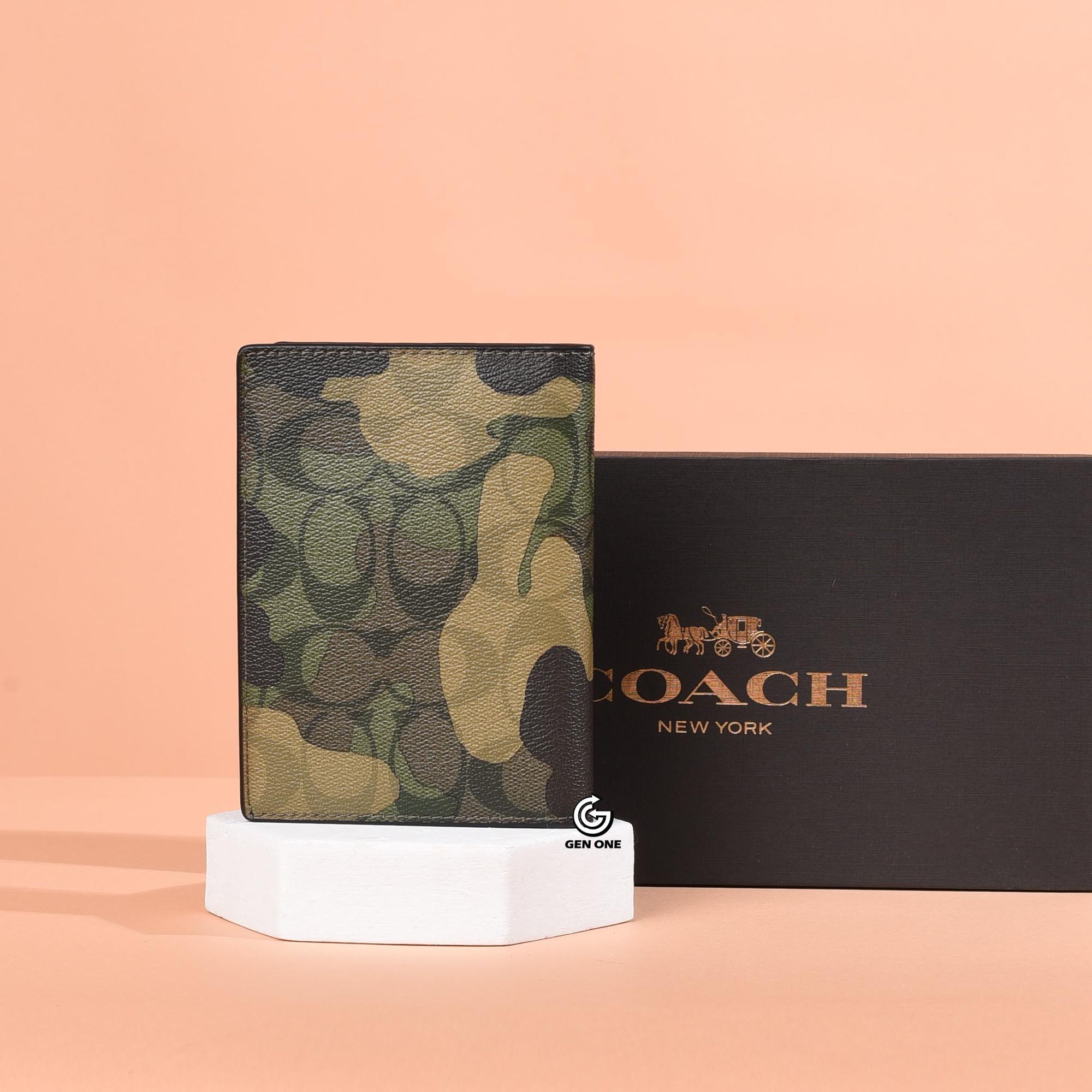 COACH CM032 CAMO CANVAS PASSPORT WALLET - CAMO